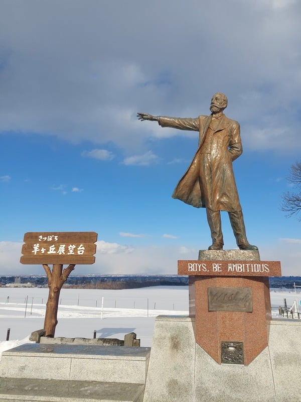 The bronze statue of Dr. William S. Clark at Hitsujigaoka Observation Hill